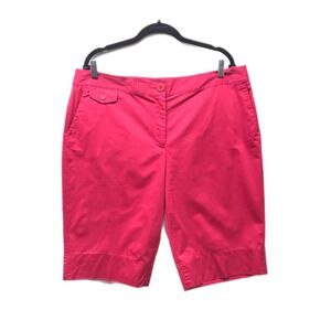 Talbots Stretch Pink Cotton Chino Bermuda Shorts Pockets Women's 16 Inseam 13"